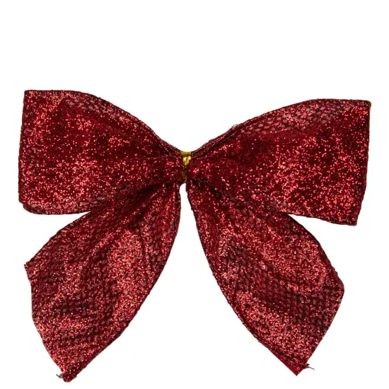 Northlight Glittered 2-Loop Christmas Bow Decorations - 5.5" - Red - Pack of 6 {4}