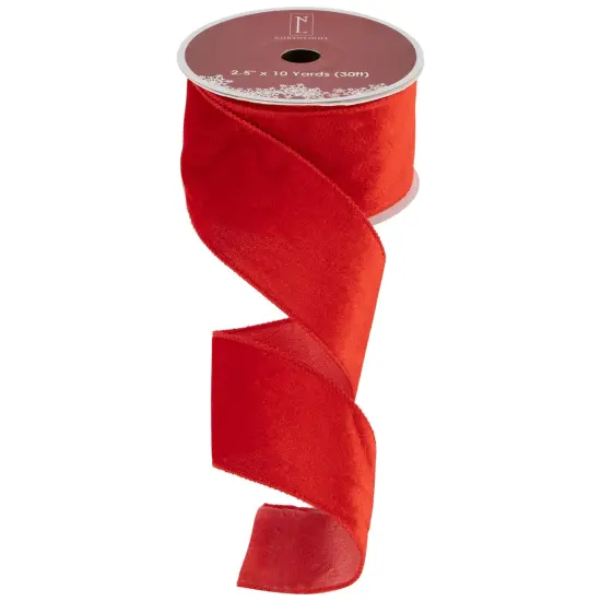 Northlight Solid Red Wired Craft Christmas Ribbon 2.5" x 10 Yards {4}