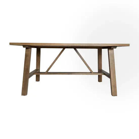 Merrick Lane Mabel Farmhouse Trestle Coffee Table, Solid Wood Rustic Accent Table Walnut {9}