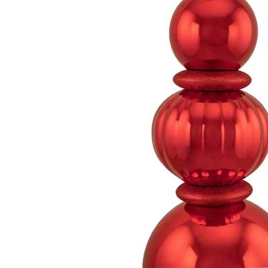 Northlight Shiny Ball Finial Tower Commercial Christmas Decoration - 4.5' - Red {5}