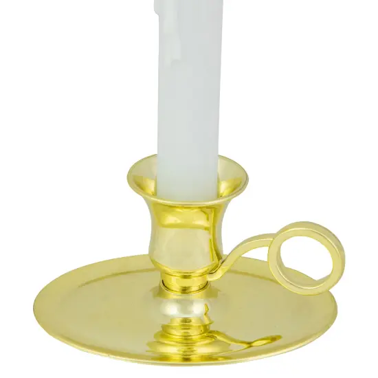 Northlight LED Lighted Window Candle with Oval Handle Base - 8 - White and Gold {6}