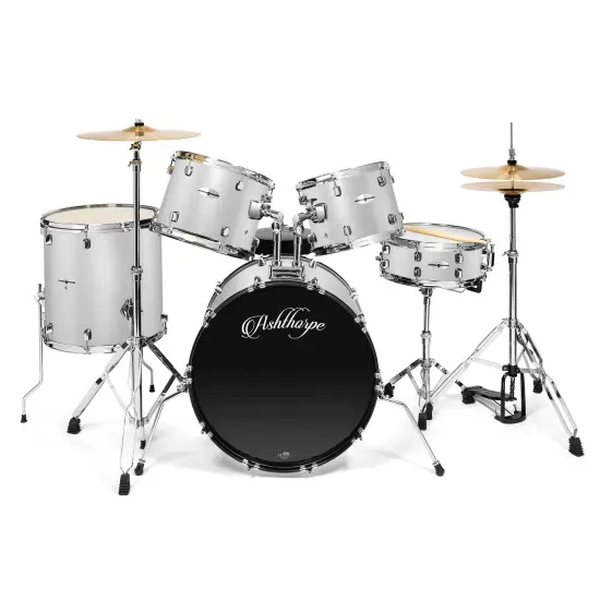 Ashthorpe 5-Piece Full Size Adult Drum Set with Remo Heads & Premium Brass Cymbals - Complete Professional Percussion Kit with Chrome Hardware {2}