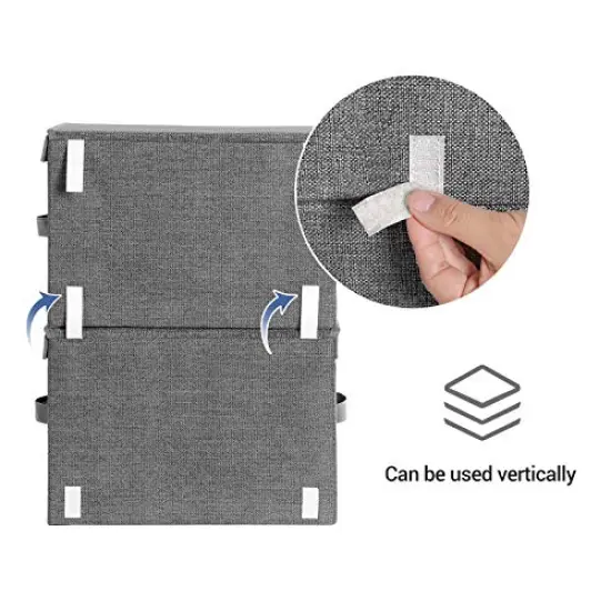 SONGMICS Stackable Storage Bins Set of 2, Storage Boxes with Lids and Front Windows, Non-Woven Fabric Closet Organizers with Magnetic Closures, Side Handles, Dark Gray URPLB02G {4}