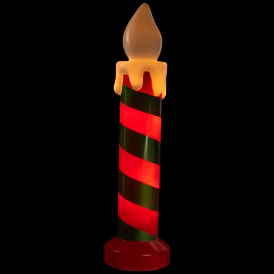 Northlight Lighted Striped Candle Blow Mold Outdoor Christmas Decoration - 40" Green {4}
