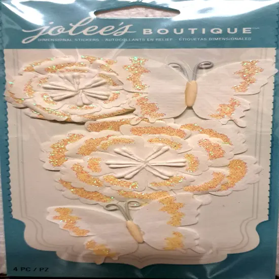 Jolee's Boutique White Glitter Butterfly Paper Flowers {1}