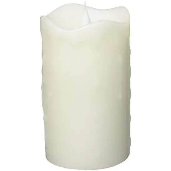 Melrose 5.25" Pre-Lit White Battery Operated Flameless LED Pillar Candle {4}