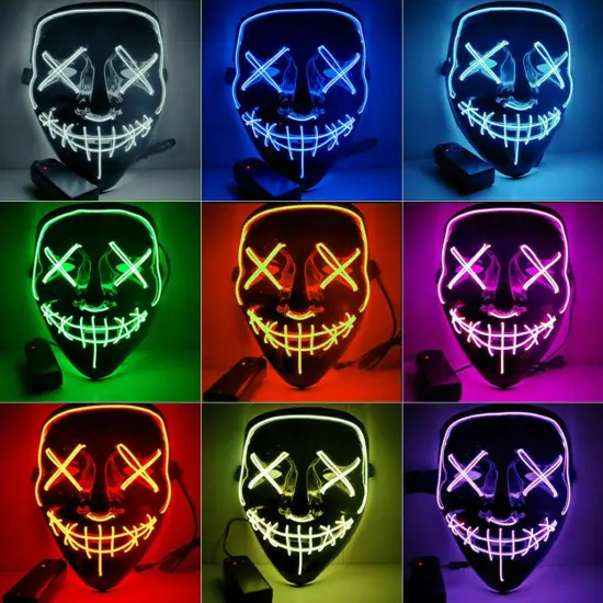 Kitcheniva Halloween Face Mask LED Light Up Party Purge Blue {3}