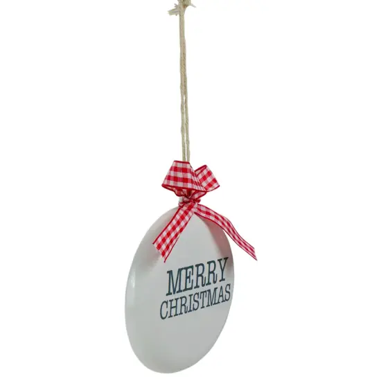 Northlight 4.5" White and Red Merry Christmas Ornament with a Bow {5}