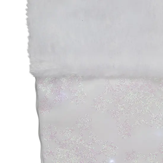 Northlight 22" LED Lighted White Iridescent Glittered Snowflake Christmas Stocking {4}