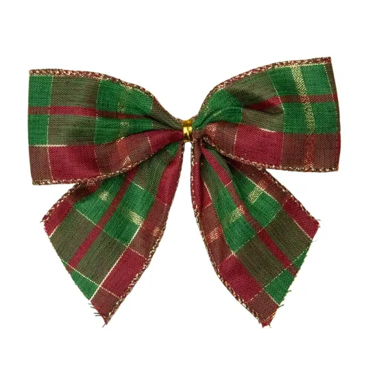 Northlight Plaid 2-Loop Christmas Bow Decorations - 5.5" - Red and Green - Pack of 6 {4}