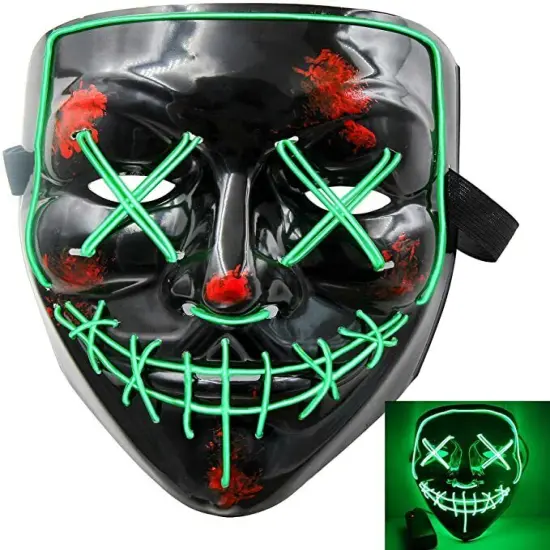 Kitcheniva Halloween Face Mask LED Light Up Party Purge Green {1}