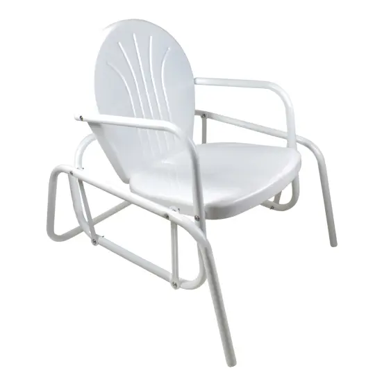 Northlight Outdoor Retro Metal Tulip Glider Patio Chair, White {4}