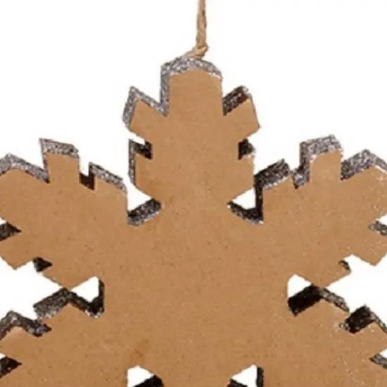 Allstate 10" Country Rustic Silver Glittered Snowflake Christmas Ornament Brown {4}