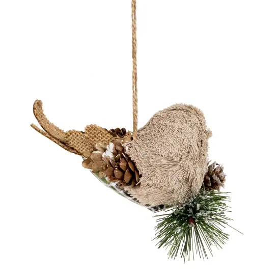 Northlight Left Facing Bird with Pinecone Christmas Ornament - 6.75" Green {5}