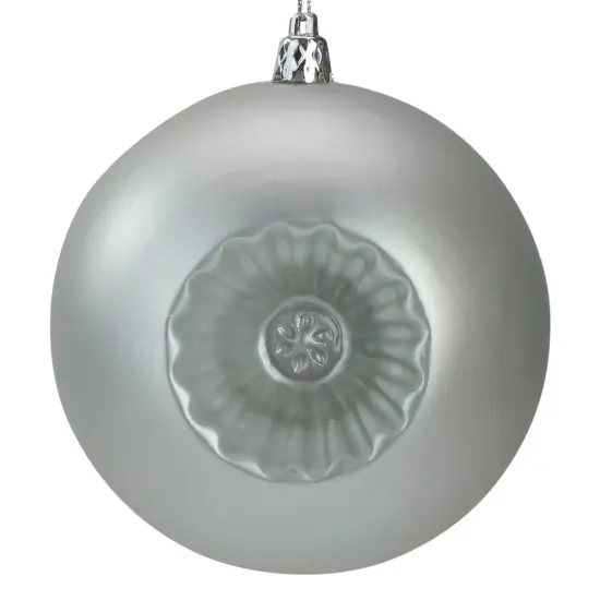 DAK Shatterproof Matte Retro Reflector Christmas Ball Ornaments - 4" (100mm) - Silver - 6ct {4}
