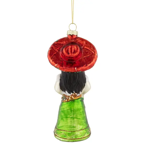Northlight 5.75" Red and Green Latina Lady Glass Christmas Ornament White {6}