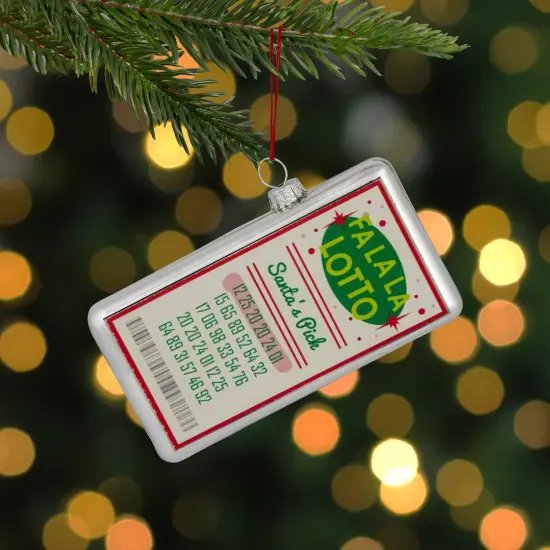 Northlight Glass "Fa La La Lotto Santa's Pick" Hanging Christmas Ornament - 4.25" - Silver {3}