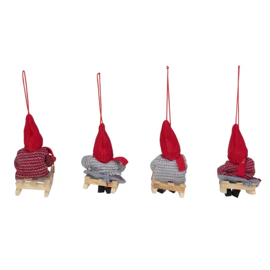 Northlight Holiday Kids on Sleds Christmas Ornaments - 4" - Set of 4 Red {4}