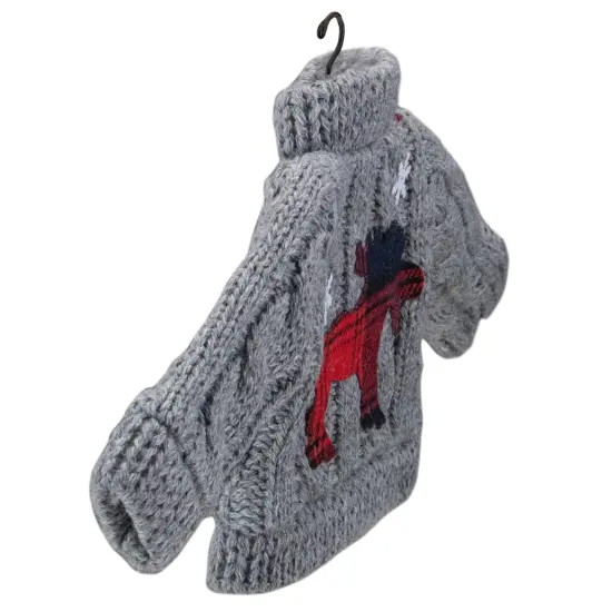 Northlight Ugly Sweater with Plaid Moose Christmas Ornament - 9" - Gray {4}