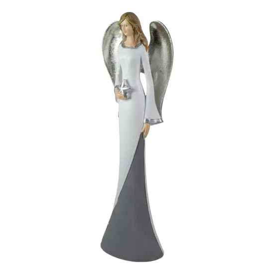 Northlight Winged Angel with Star Figurine - 16.5" - White Gray {5}