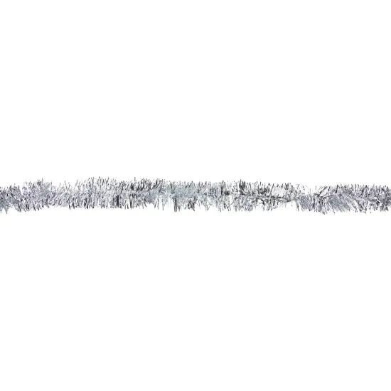Northlight Commercial Tinsel Foil Christmas Garland - 50' x 2.5" - Silver - Unlit {5}