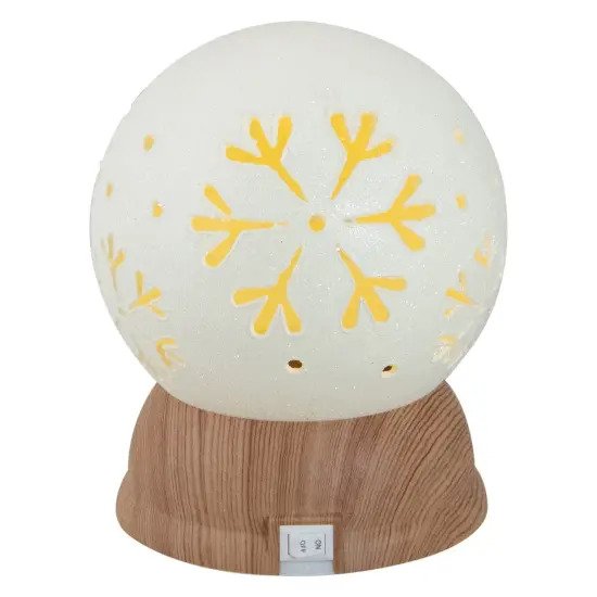 Northlight 6.5" Lighted White and Brown Globe with Snowflakes {4}