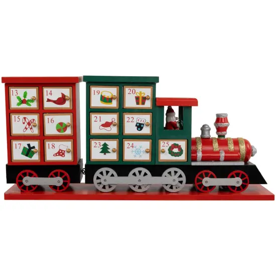Northlight 16.5" Locomotive Train Wooden Christmas Advent Calendar Red {4}
