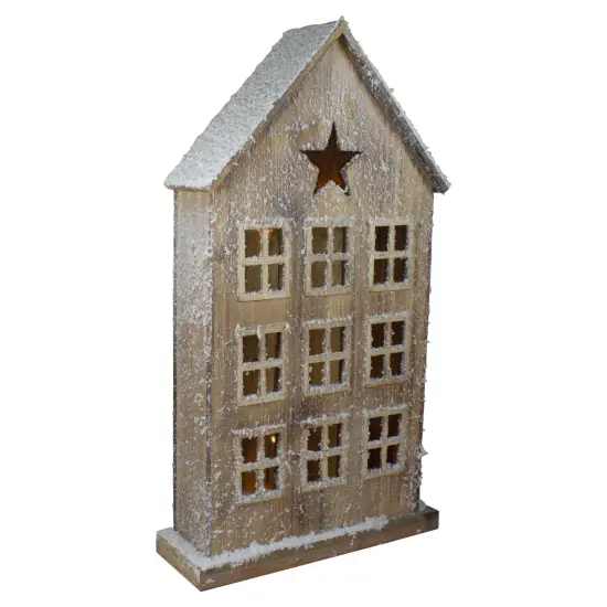 Northlight LED Lighted Snow Covered Rustic Wooden Christmas House - 30" Brown {4}