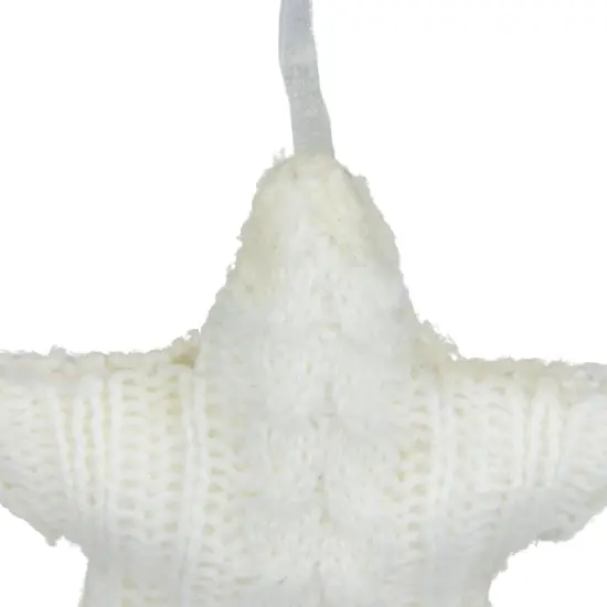 Northlight Plush Cable Knitted Star Hanging Christmas Ornament - 4" - Cream White Ivory {5}