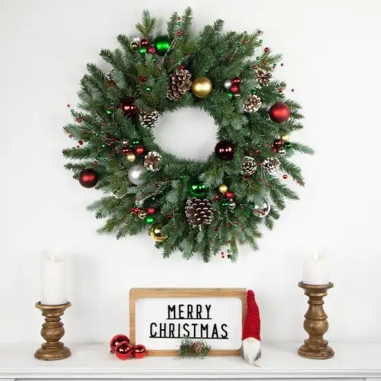 Northlight Shatterproof Ball Ornament Christmas Pick - 6.75" - Traditional Colors Multi {4}