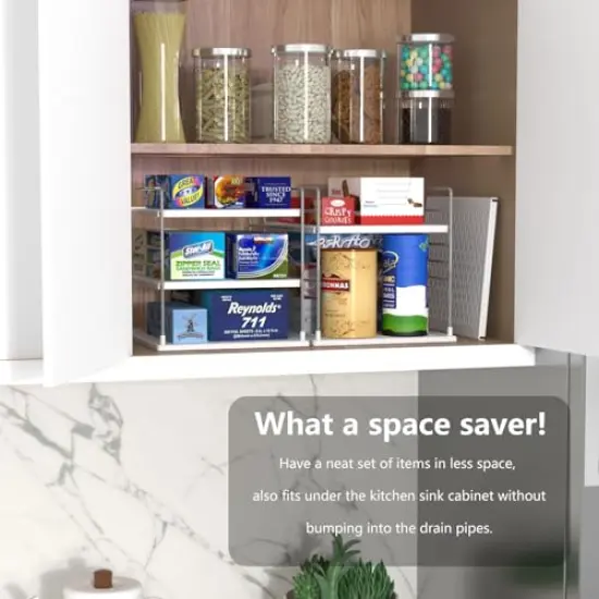 WANCHIY Pantry Organizers and Storage, Foil and Plastic Wrap Organizer- Divided Compartment Holder for Aluminum Foil&Wraps&Baggie Boxes, Upgraded Shelf Organizer for Pantry Organizer, Pantry Storage {3}