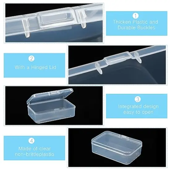 12 Pieces Small Clear Plastic Beads Storage Container and Organizer Transparent Boxes with Hinged Lid for Storage of Small Items, Jewelry, Diamonds, DIY Art Craft Accessory (3.35 x 2.17 x 1 Inch) {6}