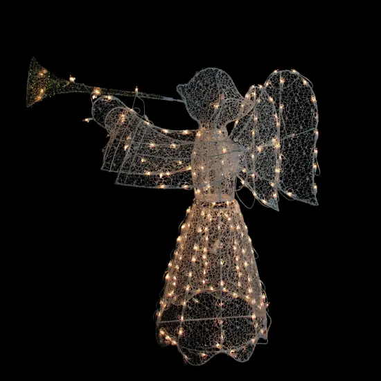 Northlight Lighted 3D Trumpeting Angel Outdoor Christmas Decoration - 44" - Clear Lights White {3}