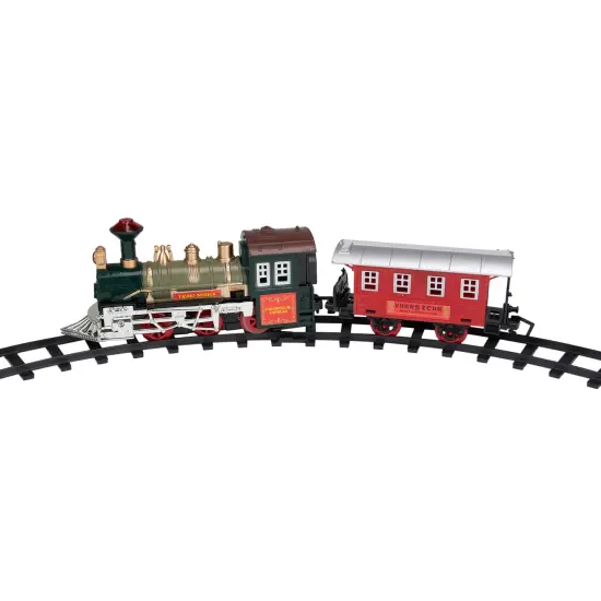 Northlight 8-Piece Battery Operated Red and Green Animated Classic Train Set with Sound {4}