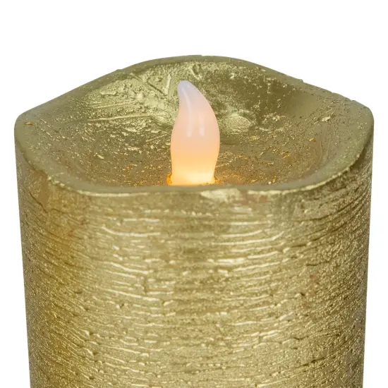 Northlight LED Brushed Flameless Christmas Pillar Candles - 8" - Gold Finish - Set of 3 {7}