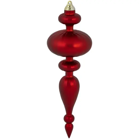 Northlight Commercial Size 2-Finish Christmas Finial Shatterproof Ornaments - Red -12" - 4ct {6}