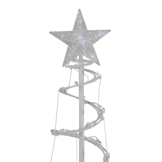 Northlight LED Lighted Spiral Cone Tree Outdoor Christmas Decoration - 5' - Pure White Lights Clear {4}