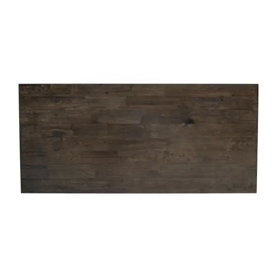 Merrick Lane Matty Rustic Coffee Table with Lower Shelf, Farmhouse Style Solid Wood Accent Table Dark Gray {6}
