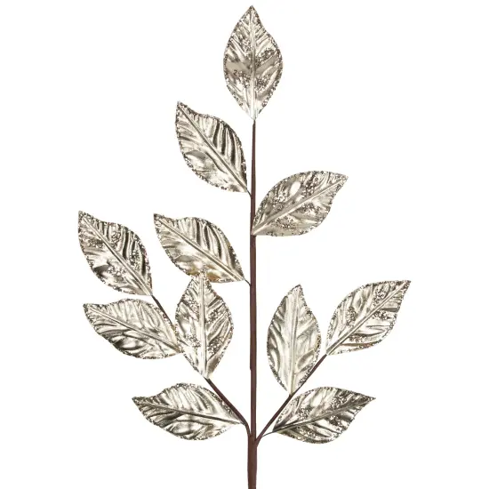 Northlight 25.5" Glittered Champagne Gold Leaves Christmas Spray {4}