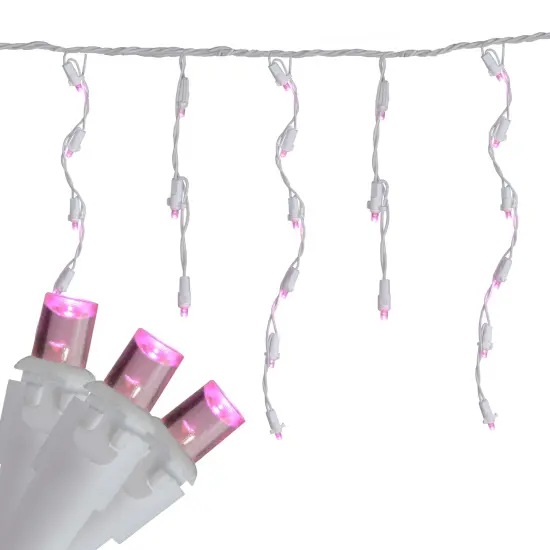 Brite Star LED Wide Angle Icicle Christmas Lights - Pink - 6ft White Wire - 70ct {1}