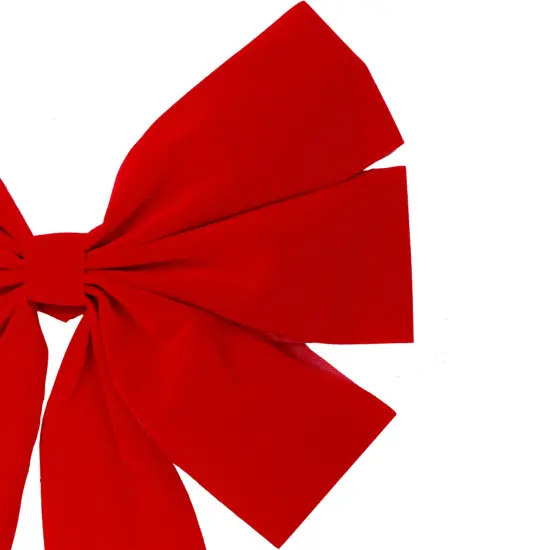 Northlight 6-Loop Velveteen Christmas Bow Decoration - 12" x 25" - Red {4}