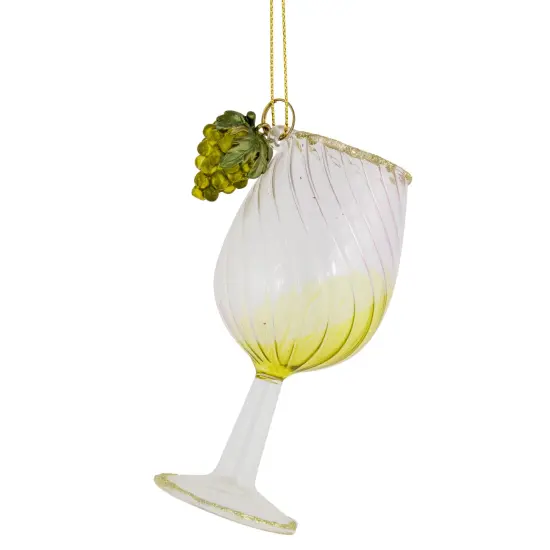 Northlight 4.25" Yellow Wine Glittered Glass Christmas Ornament {5}