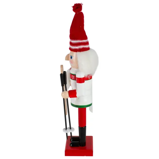 Northlight 14" Red and White Wooden Skiing Christmas Nutcracker {4}