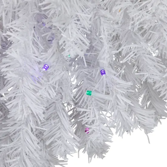 Northlight Pre-Lit White Pine Battery Operated Christmas Wreath - 36" - Multicolor LED Lights {6}