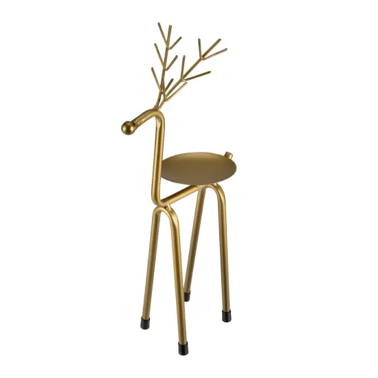 Northlight 13.25" Large Bronze Reindeer Christmas Pillar Candle Holder {5}