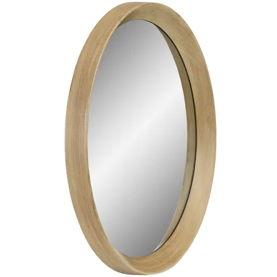 Northlight 13" Gold Round Modern Wall Mirror with Woodgrain Finish {4}