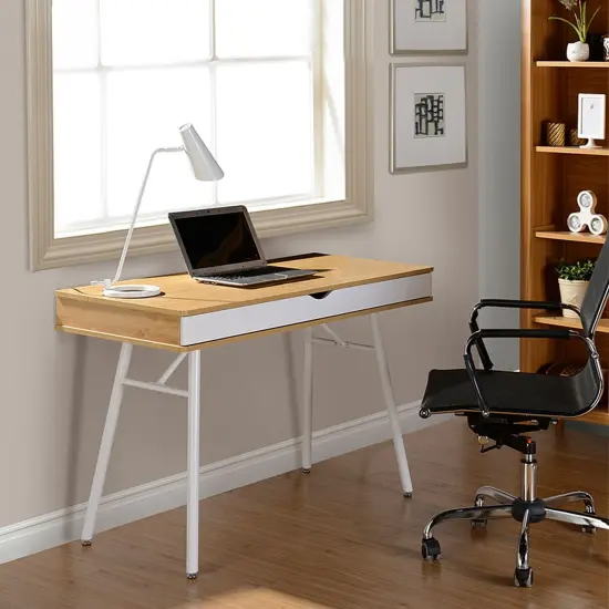 Techni Office Solutions 45.25" Brown and White Unique Techni Mobili Computer Desk with Multi Storage {6}