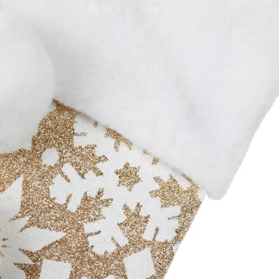 Northlight 20.5" Glittered Gold Christmas Stocking with Snowflakes and Pom Poms {6}