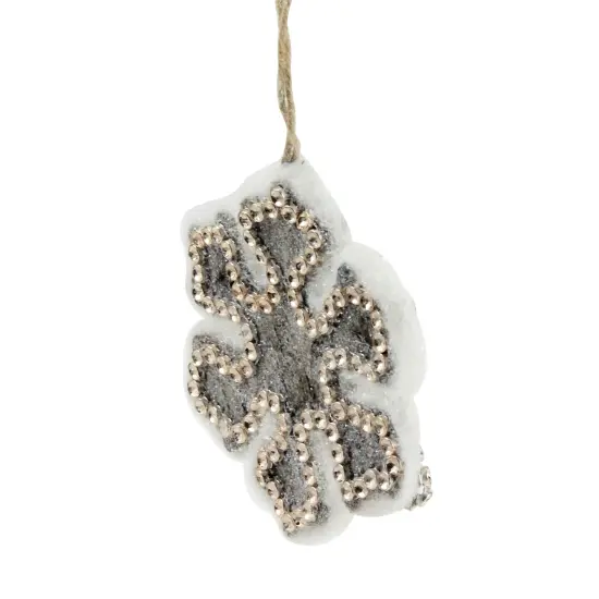 Northlight Snowy Woodland Snowflake Christmas Ornament - 4" - White and Brown Gray {4}