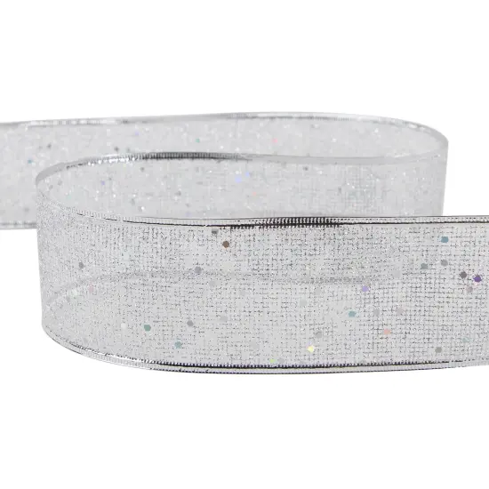 Northlight Shimmering Silver Wired Craft Christmas Ribbon 2.5" x 10 Yards {6}